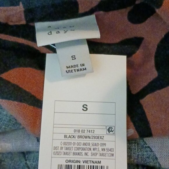 A New Day Button Down Shirt Brown Linen Blend Tropical Floral Womens - Picture 7 of 10